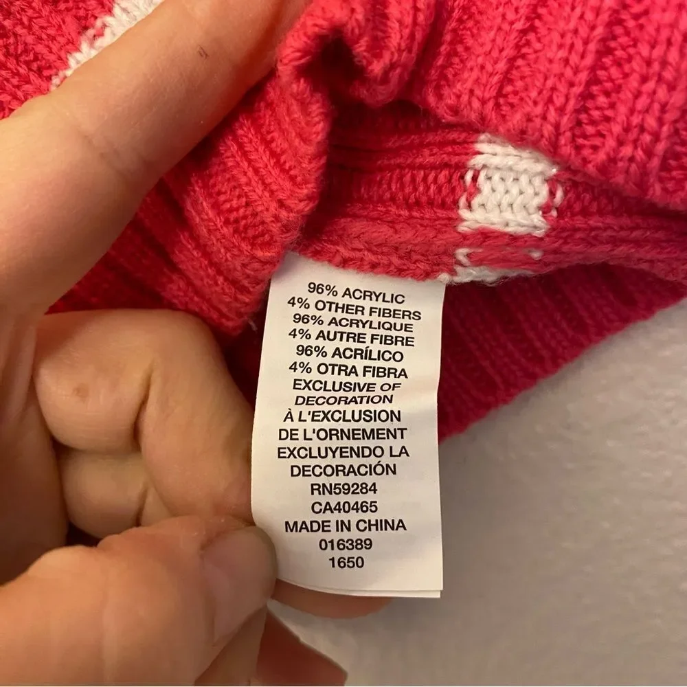 The Children place hot pink orange stripe V neck sweater XS 4 NEW